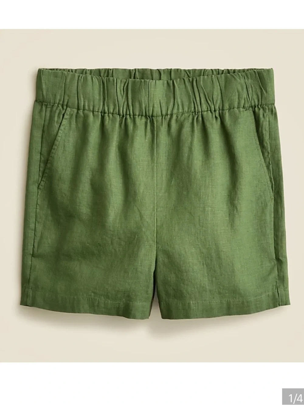 J. Crew Olive Green Linen Pull-On Shorts and Linen T-shirt